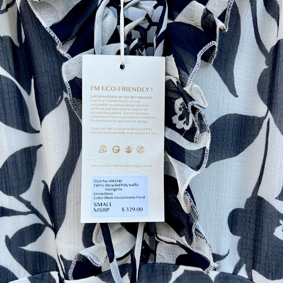 Super Natural by Secret Mission Black Monochrome Floral Emma Maxi Dress - Picture 3 of 5